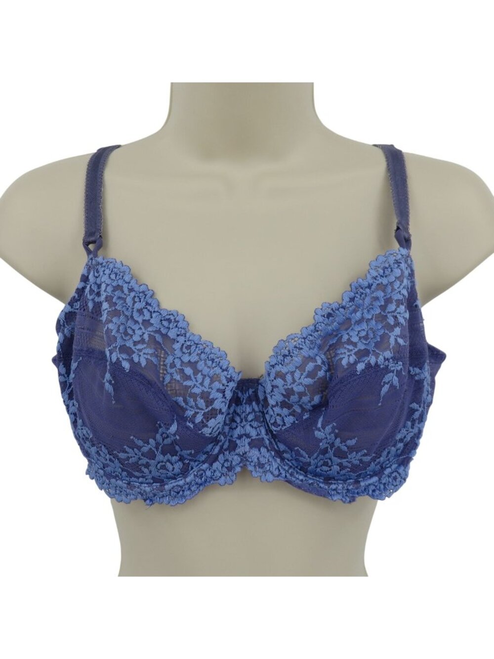 Wacoal 36C Women 65191 Embrace Lace Underwire Bra Purple Blue Floral Unlined